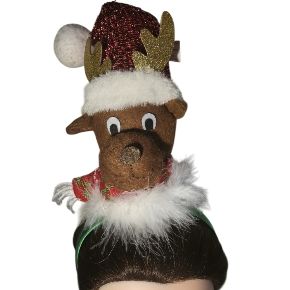 Festive Reindeer Headband Red Santa Hat Holiday Antlers Green Hair Accessory 14